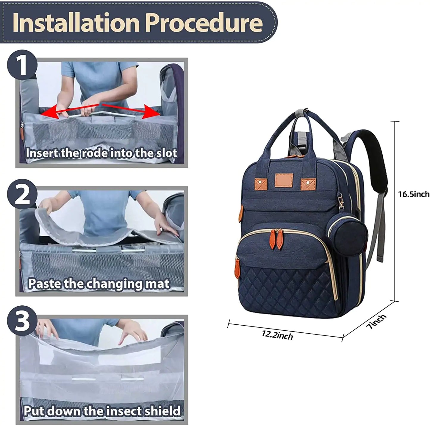 BabyHaven™ BabyCare Bag – Foldable Diaper Bag with Changing Station