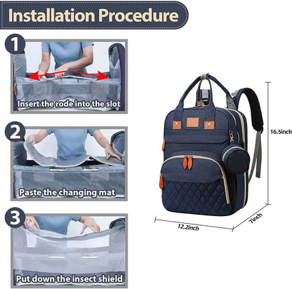 BabyHaven™ BabyCare Bag – Foldable Diaper Bag with Changing Station