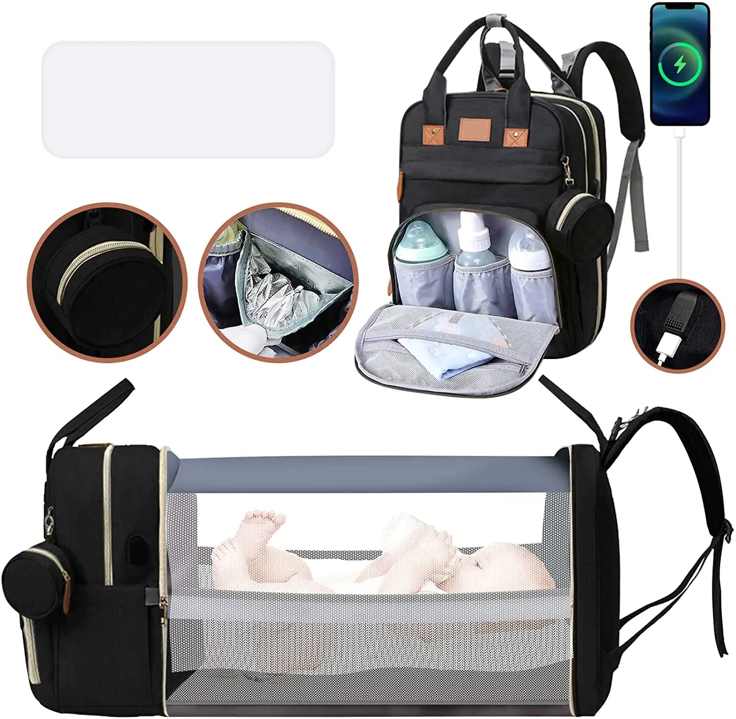BabyHaven™ BabyCare Bag – Foldable Diaper Bag with Changing Station