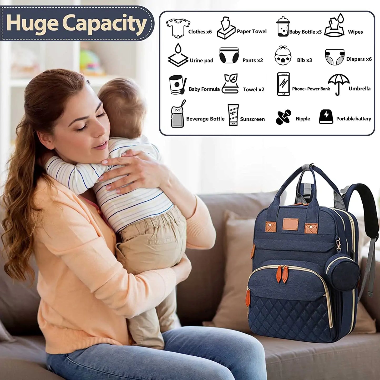 BabyHaven™ BabyCare Bag – Foldable Diaper Bag with Changing Station