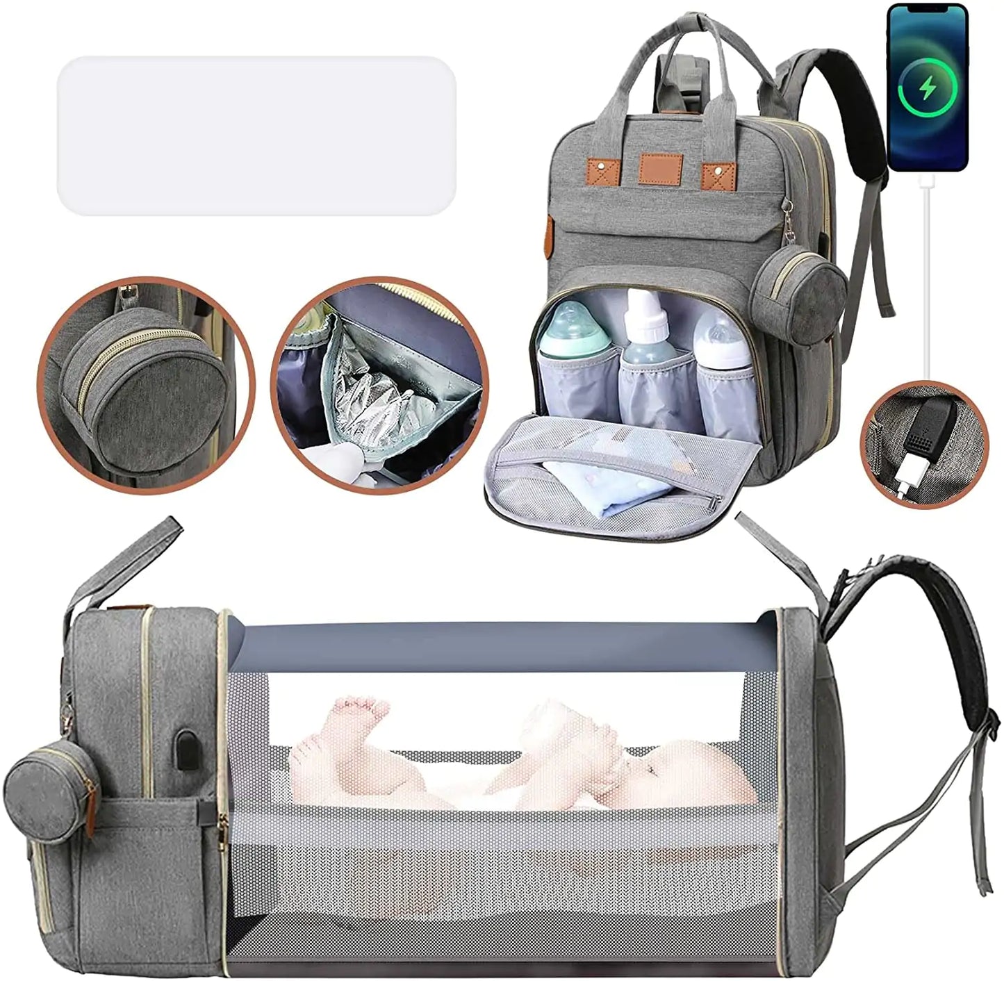 BabyHaven™ BabyCare Bag – Foldable Diaper Bag with Changing Station